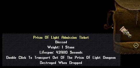 Prism of light ticket of Admission